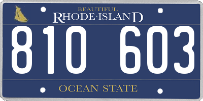RI license plate 810603