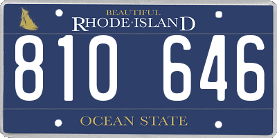 RI license plate 810646