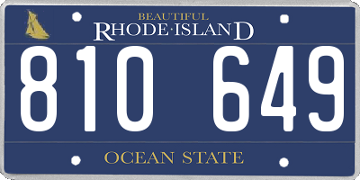 RI license plate 810649
