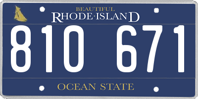 RI license plate 810671