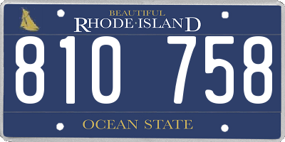 RI license plate 810758
