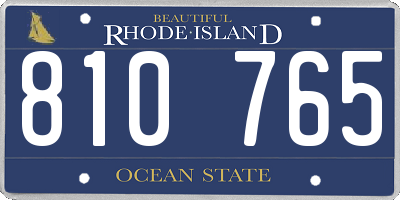 RI license plate 810765