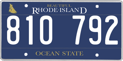 RI license plate 810792