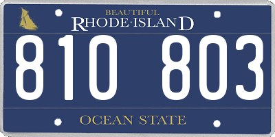 RI license plate 810803