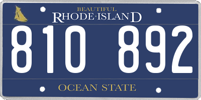 RI license plate 810892