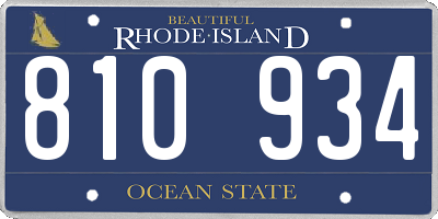 RI license plate 810934