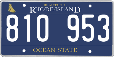 RI license plate 810953