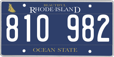 RI license plate 810982
