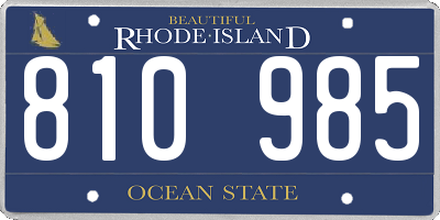 RI license plate 810985