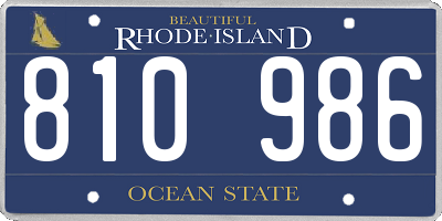 RI license plate 810986