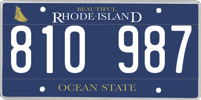 RI license plate 810987