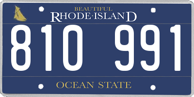 RI license plate 810991