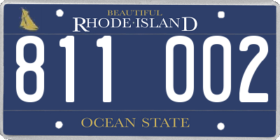 RI license plate 811002