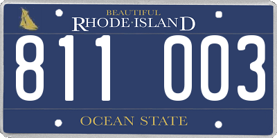 RI license plate 811003