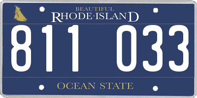 RI license plate 811033