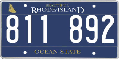 RI license plate 811892