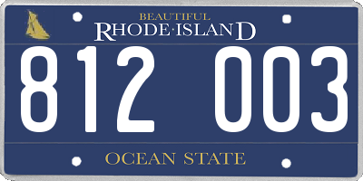 RI license plate 812003