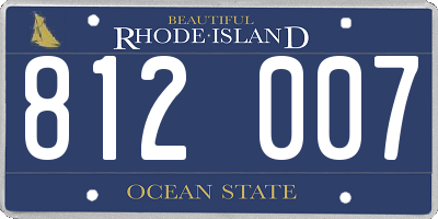 RI license plate 812007