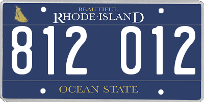 RI license plate 812012