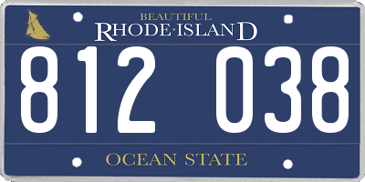 RI license plate 812038