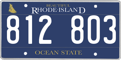 RI license plate 812803