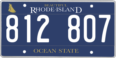RI license plate 812807