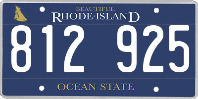 RI license plate 812925