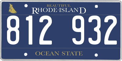 RI license plate 812932