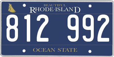 RI license plate 812992