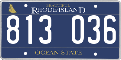 RI license plate 813036