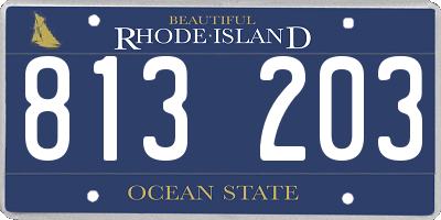 RI license plate 813203