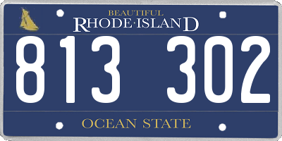 RI license plate 813302