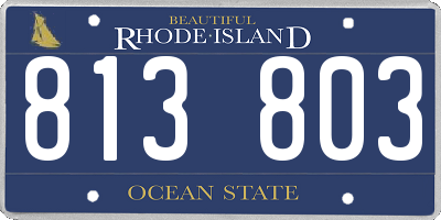RI license plate 813803