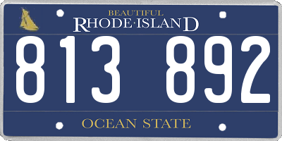 RI license plate 813892