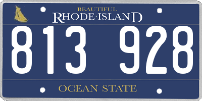 RI license plate 813928