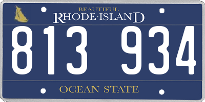 RI license plate 813934