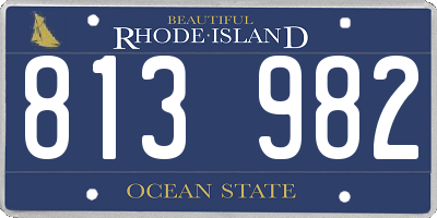RI license plate 813982