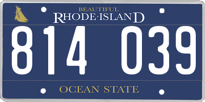 RI license plate 814039