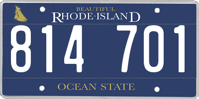 RI license plate 814701