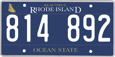 RI license plate 814892