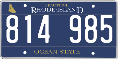 RI license plate 814985