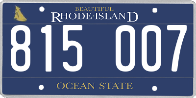 RI license plate 815007