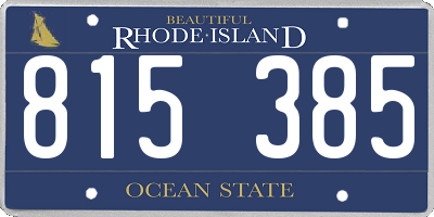 RI license plate 815385