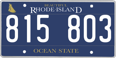 RI license plate 815803