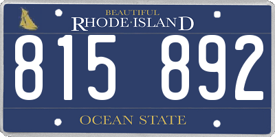 RI license plate 815892