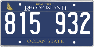 RI license plate 815932