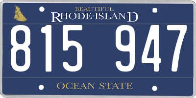 RI license plate 815947