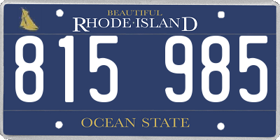 RI license plate 815985