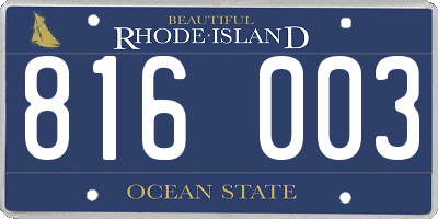 RI license plate 816003