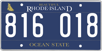 RI license plate 816018